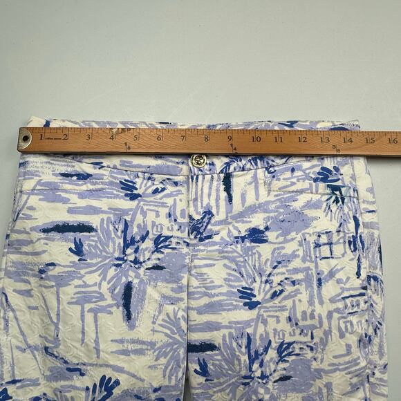 Lilly Pulitzer Kelly Ankle Pants Womens 0 Blue Palm Trees Skinny Tropical Beach - Picture 11 of 15